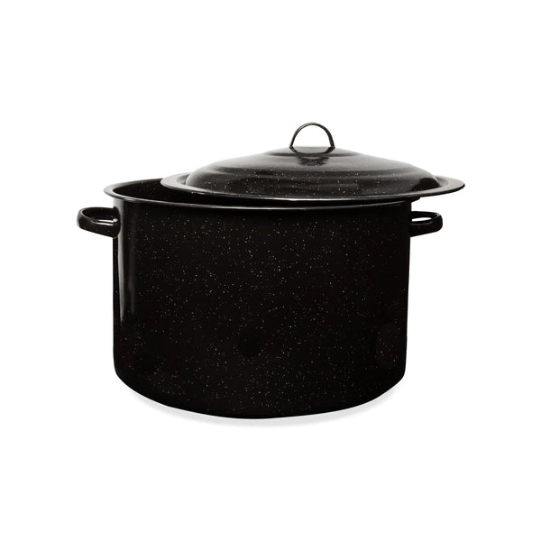 Millvado Granite 21 Qt Stockpot Nonstick Soup Pot With Lid Speckled Enamel Ware Cookware Large Stock Pot For Boiling and Cooking Big Granite Cooking Pot for Stovetop Campfire Outdoor Stove
