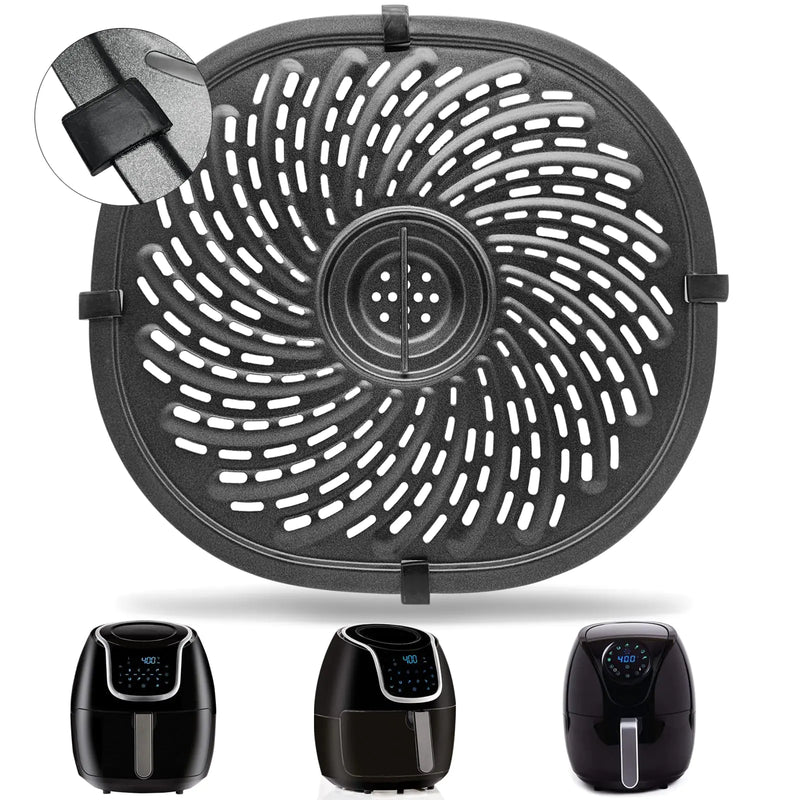 Air Fryer Replacement Parts for PowerXL Vortex 7 QT Air Fryer Oval 10.3*9.5 Food Grade Stainless Steel Air Fryer Accessories Grill Pan Grill Plate Crisper Plate Tray Rack with Rubber Bumpers