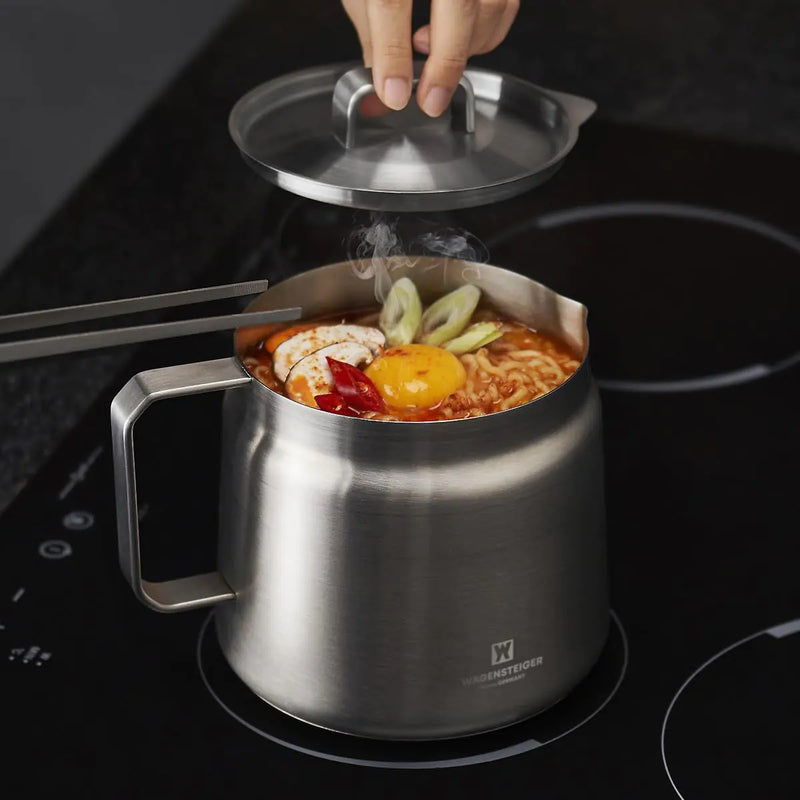 WAGENSTEIGER Stainless Steel Classic Kettle Pot 1.6 Quarts/1.5 Liters Multi-purpose Cooking Pot Mini Milk Pan Butter Warmer On-the-go Saucepan Ramen Pot Stovetop Metal Tea/Coffee Pot (605)